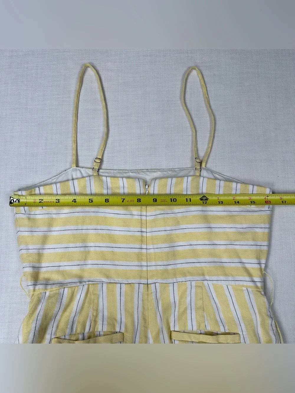 Banana Republic Linen Blend Wide‎ Leg Cropped Jumpsuit 4P Petite Yellow Striped